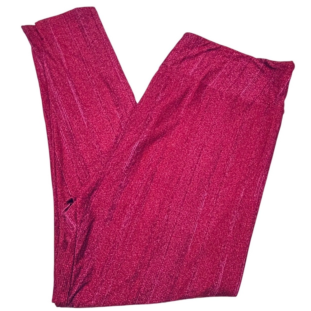 LuLaRoe‎ Womens Leggings Size TC2 Magenta Pink Red Speckled Stripes Plus 18+ NWT